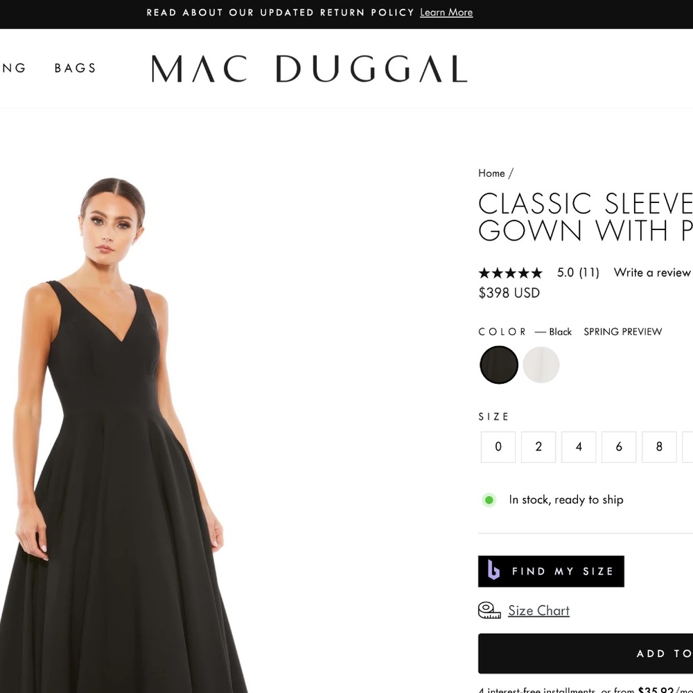 NEW Ieena Mac Duggal BLACK Classic SLEEVELESS Empire Waist A-LINE BALL GOWN - Picture 12 of 15